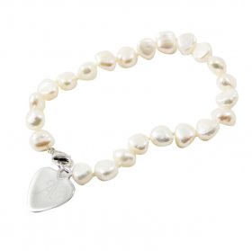 Pearl Personalised Heart Bracelet - Freshwater White