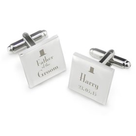 Father of the Groom Personalised Cufflinks - Top Hat Motif