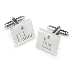 Usher Personalised Cufflinks - Top Hat Motif