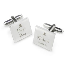 Page Boy Personalised Cufflinks - Top Hat Motif